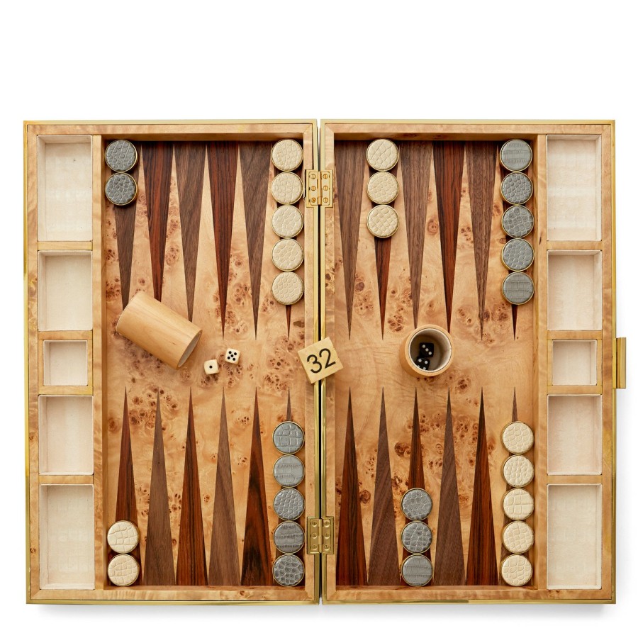 Home Decor AERIN Games | Croc Leather Backgammon Set