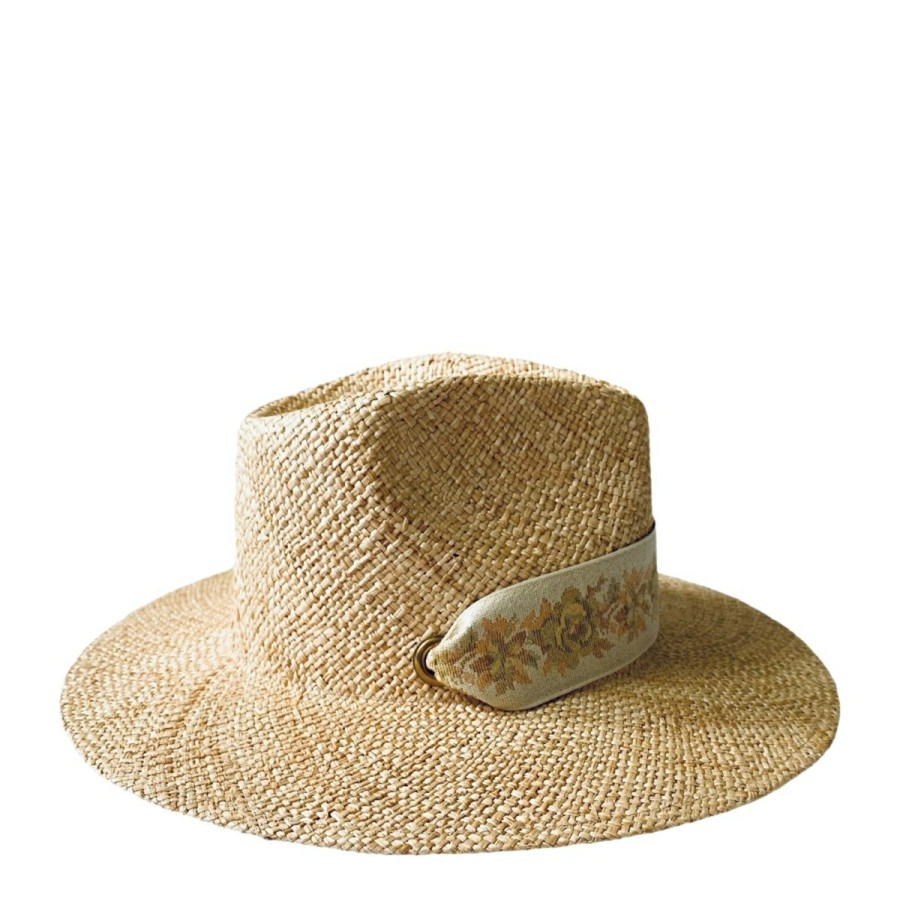 Fashion Sarah Bray for AERIN Beachwear | Hibiscus Hat With Floral Vintage Ribbon