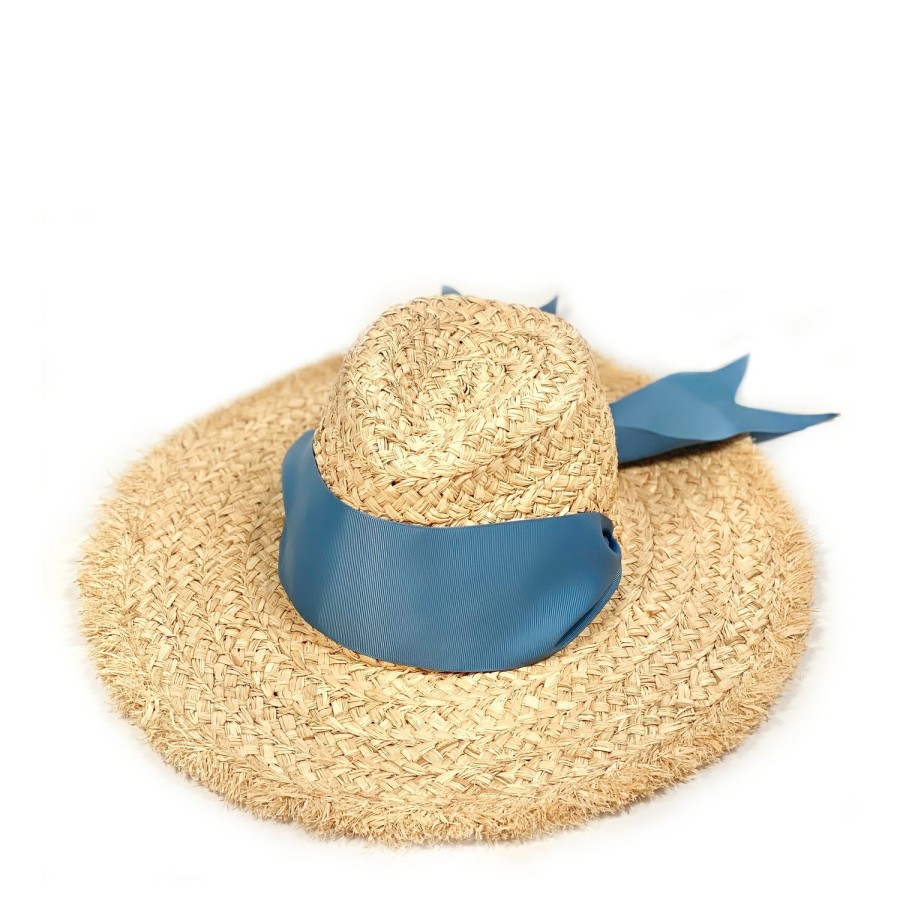 Fashion Sarah Bray for AERIN Beachwear | Hydrangea Sun Hat With Grosgrain Ribbon