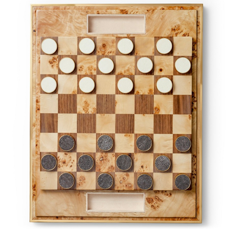 Home Decor AERIN Games | Shagreen Checkers Set