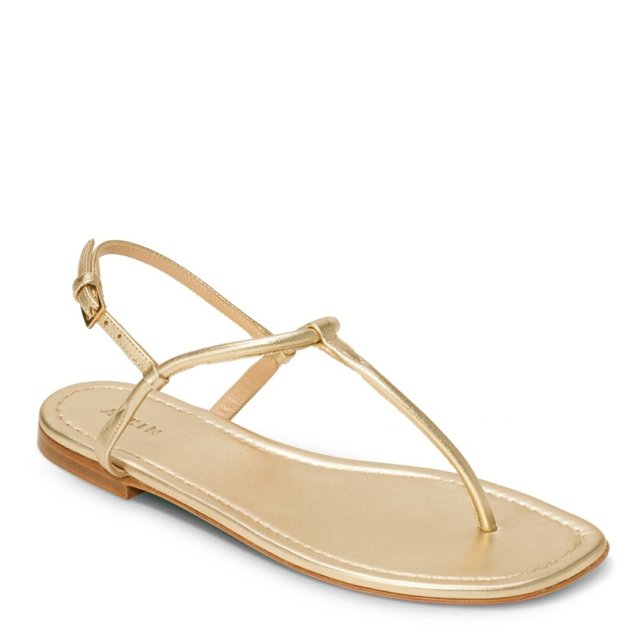 Fashion AERIN Beachwear | T-Strap Leather Sandal