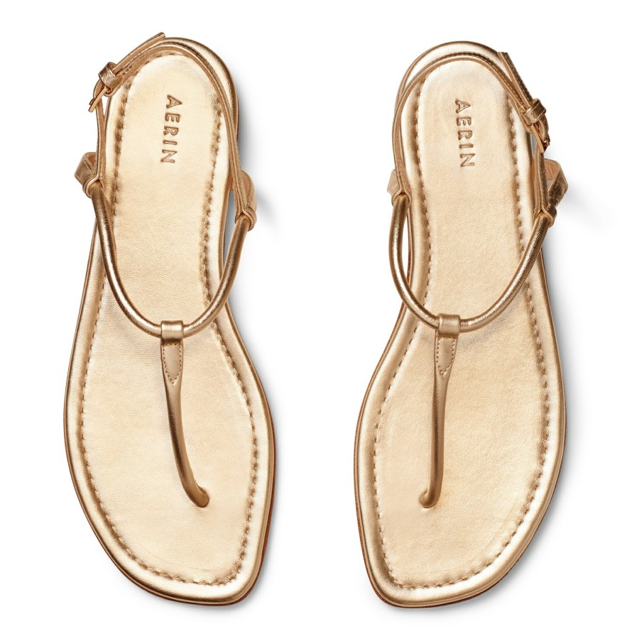 Fashion AERIN Beachwear | T-Strap Leather Sandal