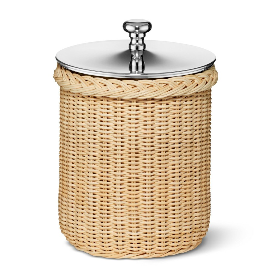 Tabletop & Bar AERIN Barware | Freya Wicker Ice Bucket With Ice Tongs