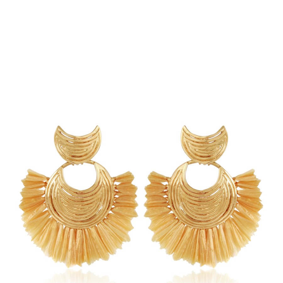 Fashion GAS Bijoux Beachwear | Bu Luna Wave Mini Raffia Earrings