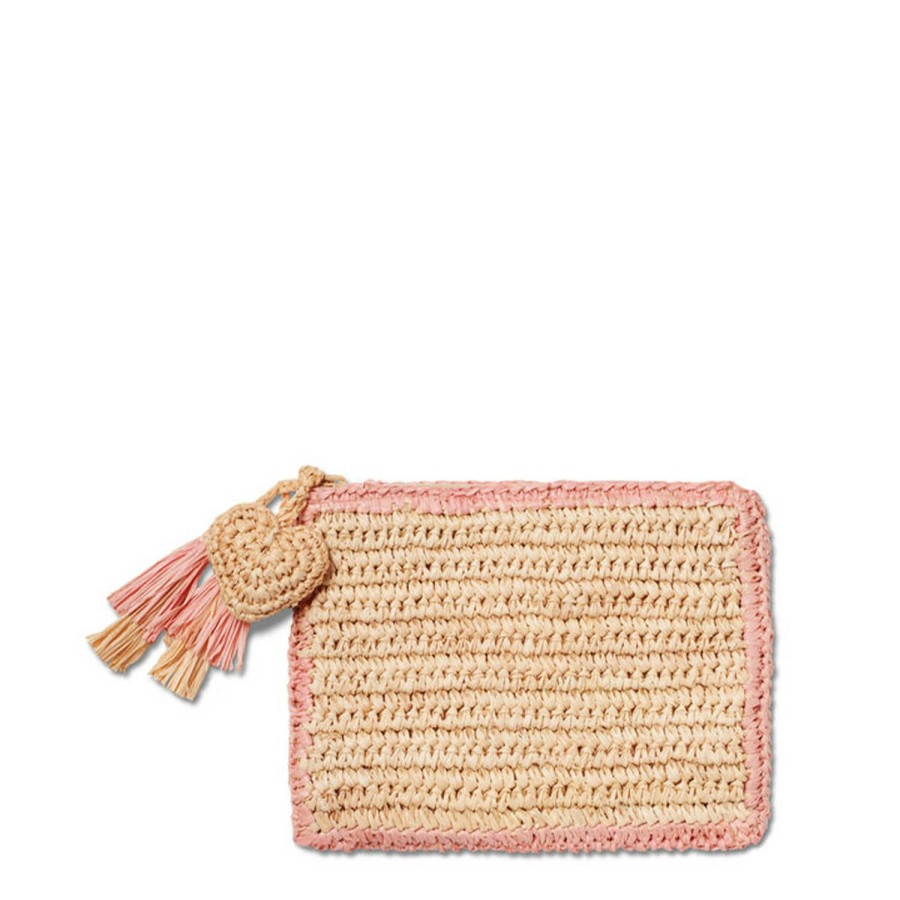 Fashion AERIN Beachwear | Small Trimmed Raffia Pouch