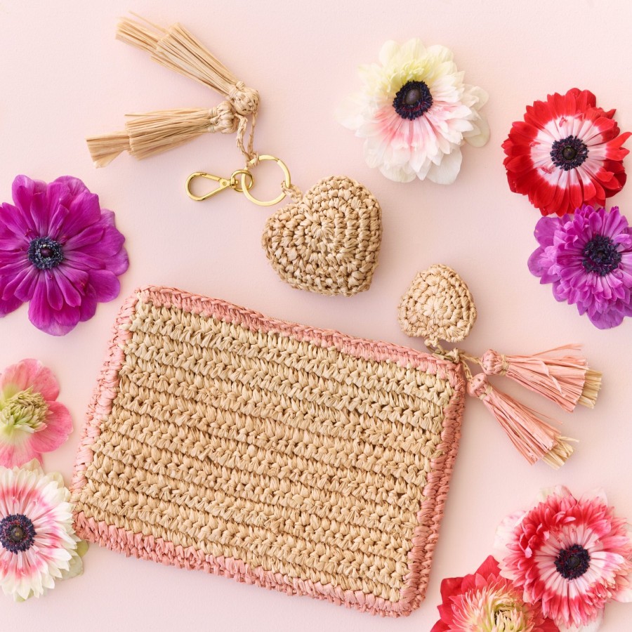 Fashion AERIN Beachwear | Small Trimmed Raffia Pouch