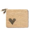 Fashion AERIN Beachwear | Large Heart Raffia Zip Pouch