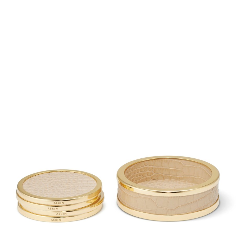 Tabletop & Bar AERIN Coasters | Classic Croc Leather Coaster, Set Of 4