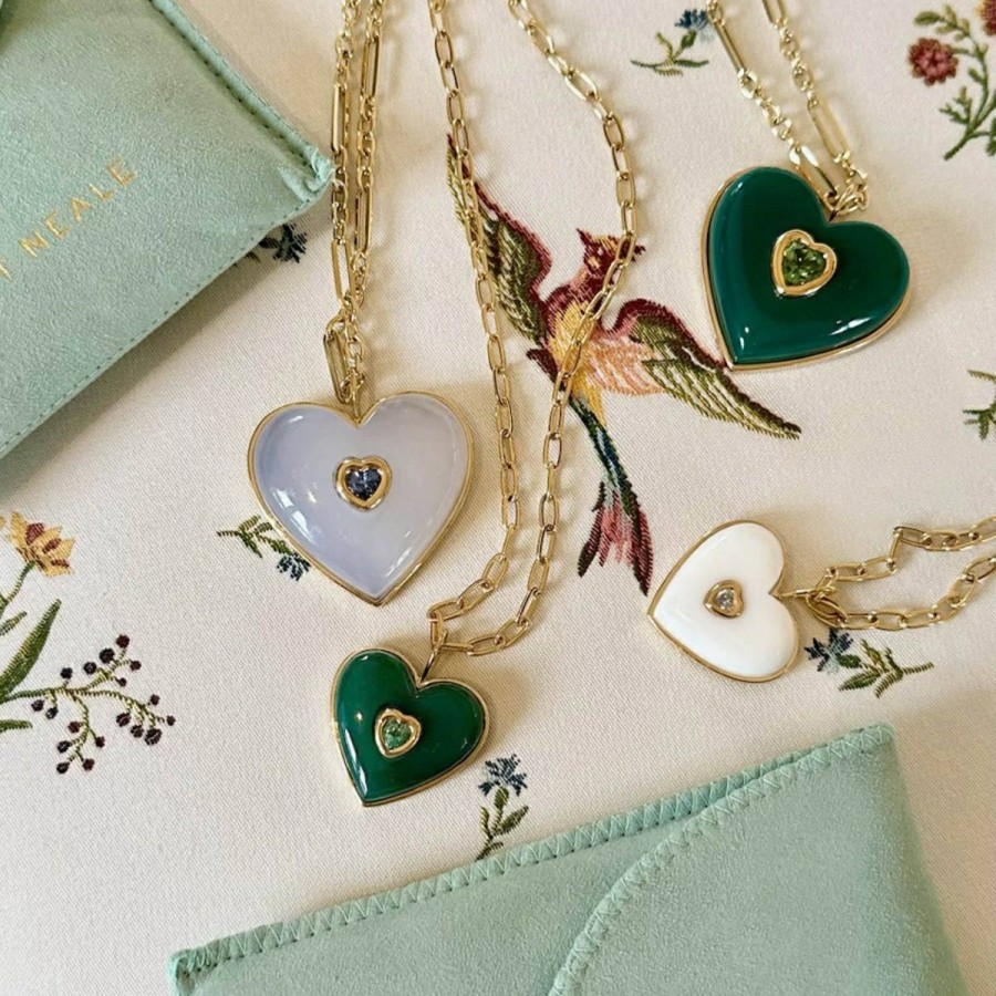 Fashion AERIN x Brent Neale Jewelry | Medium Emerald Puff Heart Necklace