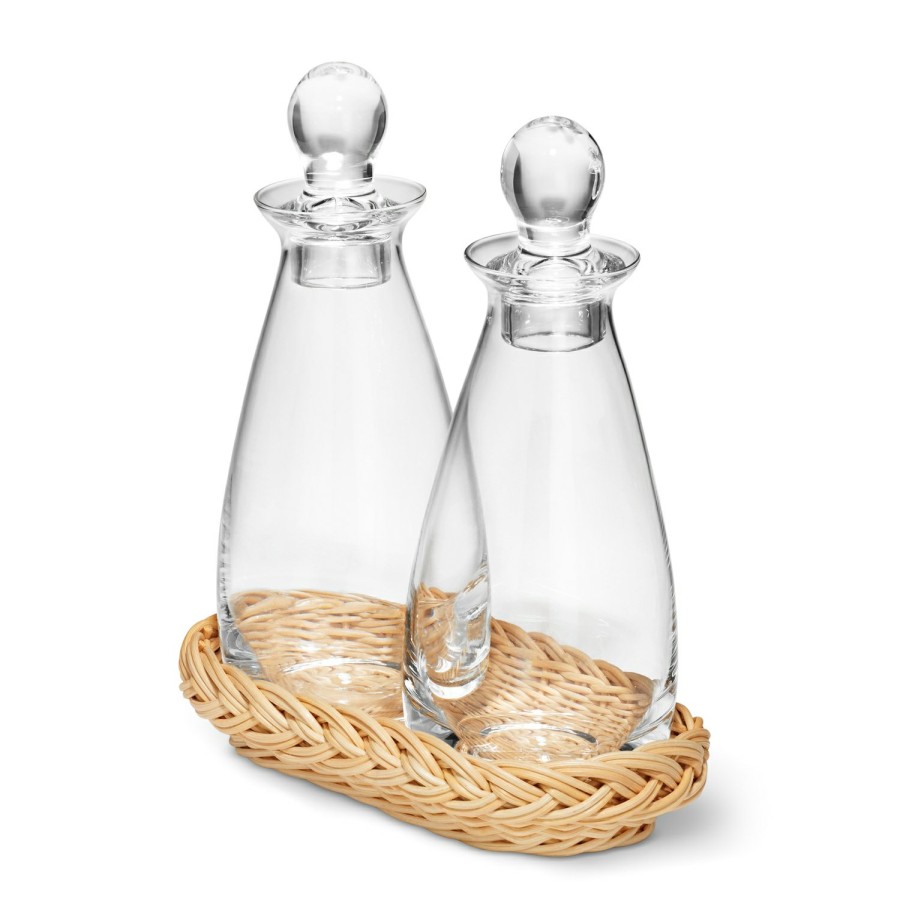 Tabletop & Bar AERIN Centerpieces & Table Accents | Freya Wicker Oil And Vinegar Bottle Set