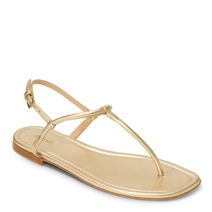 Fashion AERIN Beachwear | T-Strap Leather Sandal