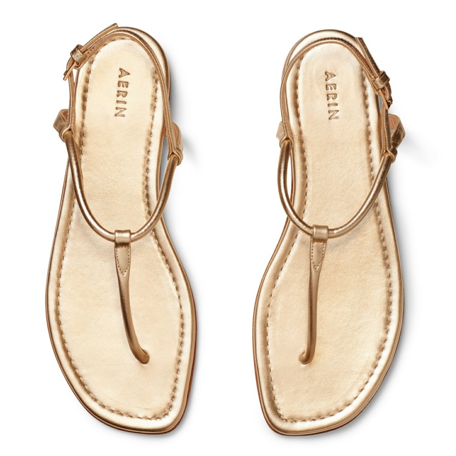 Fashion AERIN Beachwear | T-Strap Leather Sandal