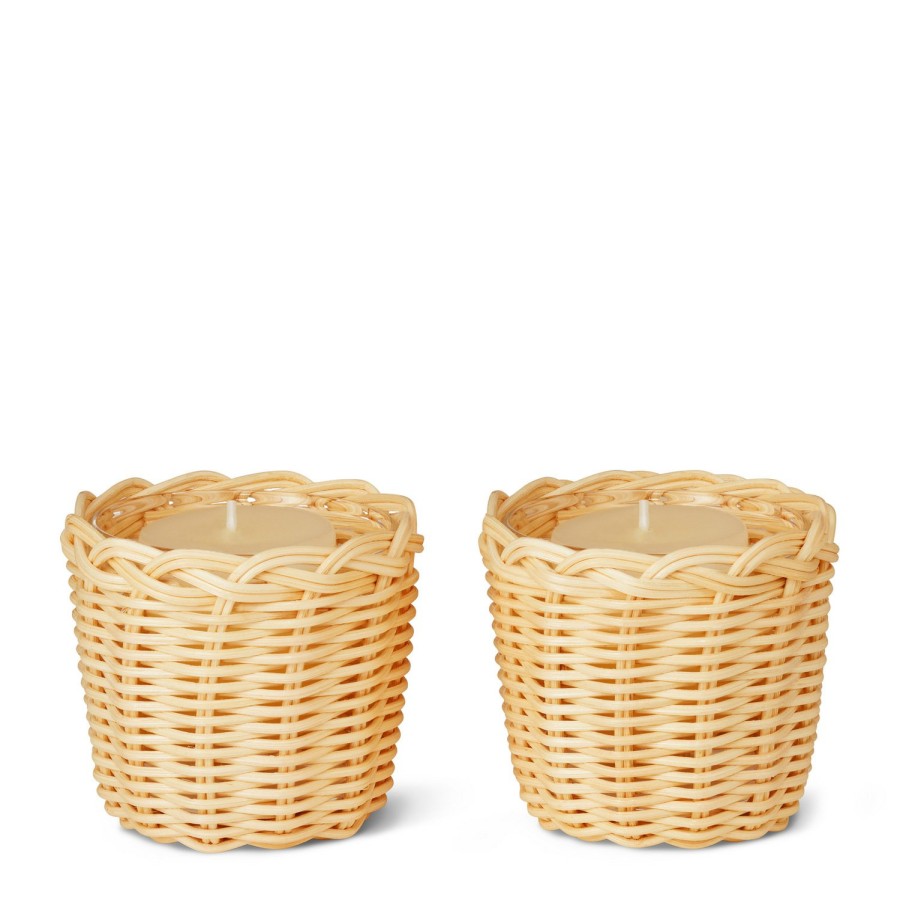 Home Decor AERIN Candle Holders | Freya Wicker Votive, Set Of 2