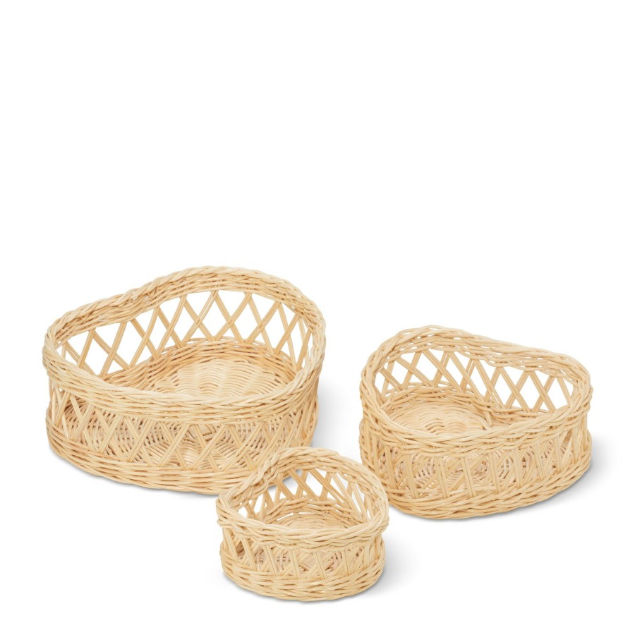 Tabletop & Bar AERIN Serveware | Wicker Heart Basket, Set Of 3