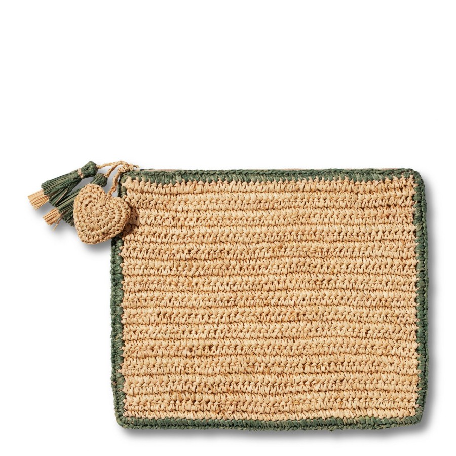 Fashion AERIN Clutches & Pouches | Large Trimmed Raffia Pouch