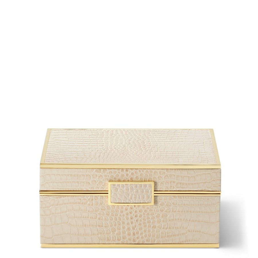 Home Decor AERIN Jewelry & Decorative Boxes | Classic Croc Leather Jewelry Box