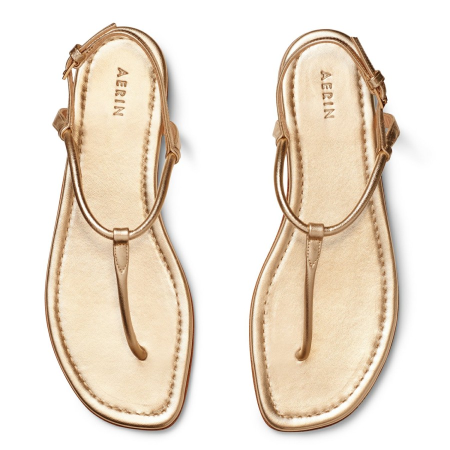 Fashion AERIN Beachwear | T-Strap Leather Sandal