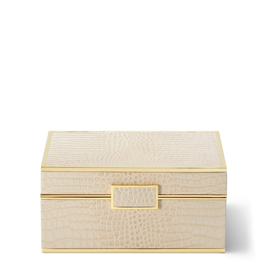 Home Decor AERIN Jewelry & Decorative Boxes | Classic Croc Leather Jewelry Box