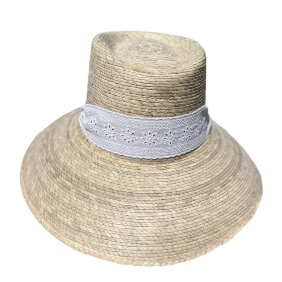 Fashion Sarah Bray Beachwear | Wildflower Sun Hat With White Eyelet Ribbon