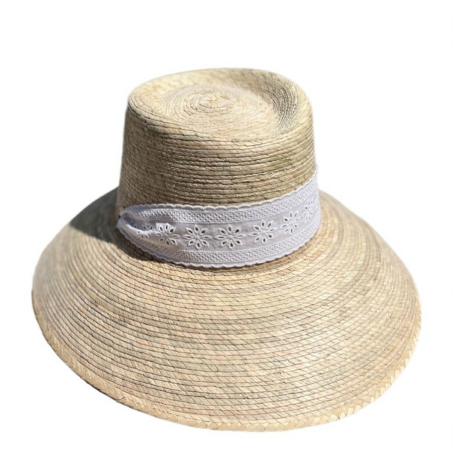 Fashion Sarah Bray Beachwear | Wildflower Sun Hat With White Eyelet Ribbon