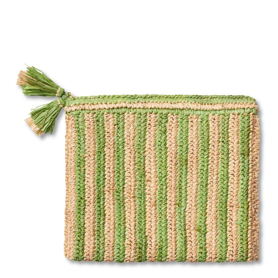 Fashion AERIN Clutches & Pouches | Large Striped Raffia Pouch