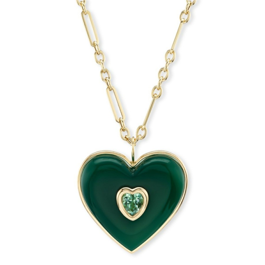 Fashion AERIN x Brent Neale Jewelry | Large Tourmaline Puff Heart Necklace