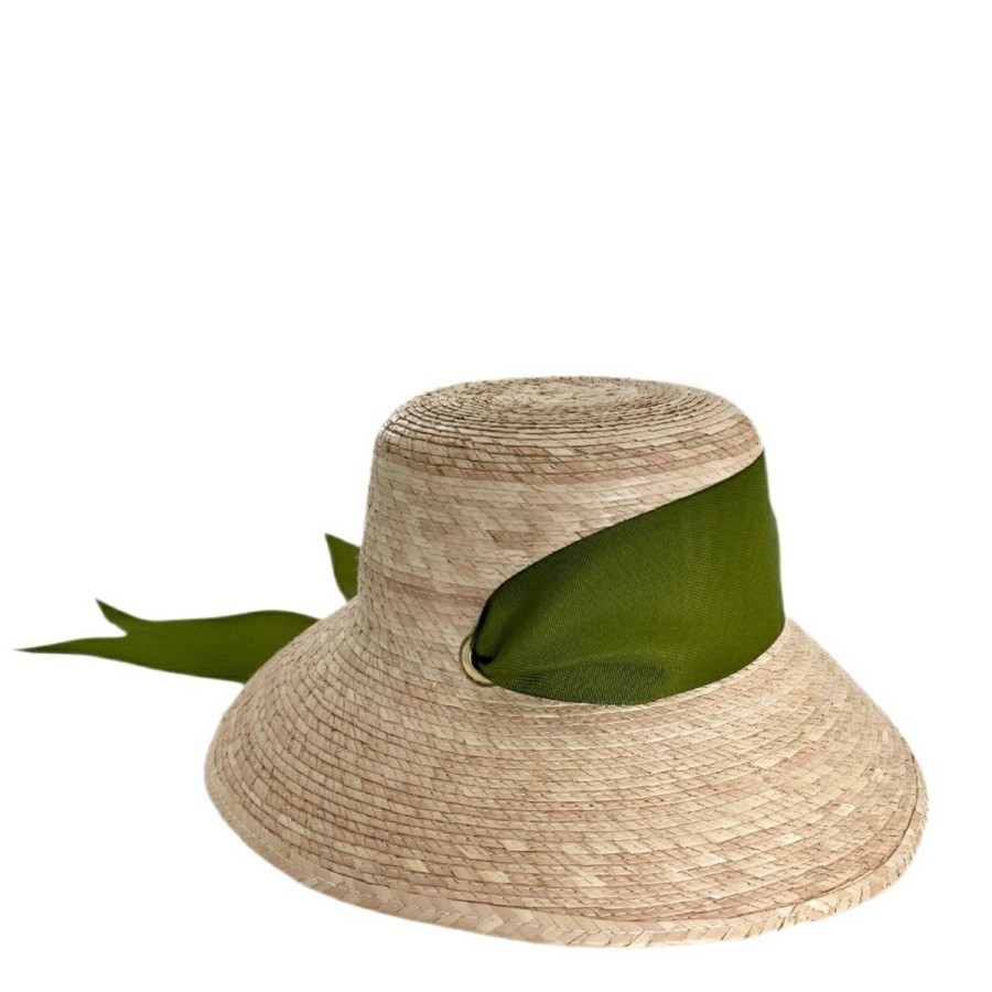 Fashion Sarah Bray Hats & Hair Accessories | Clematis Bucket Hat With Olive Grosgrain Ribbon