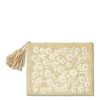 Fashion AERIN Beachwear | Thalia Embroidered Raffia Large Pouch